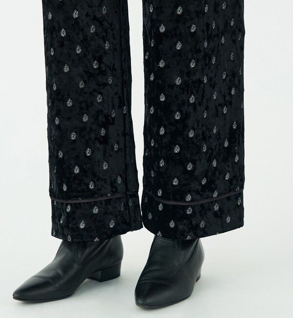 SOULEIADO「ベロアエンブロイダリー ナローストレートパンツ」|その他|