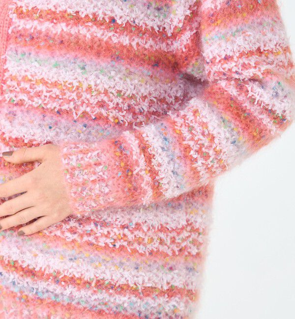 Ballsey「ミックスボーダー Vネックカーディガン」|カーディガン|