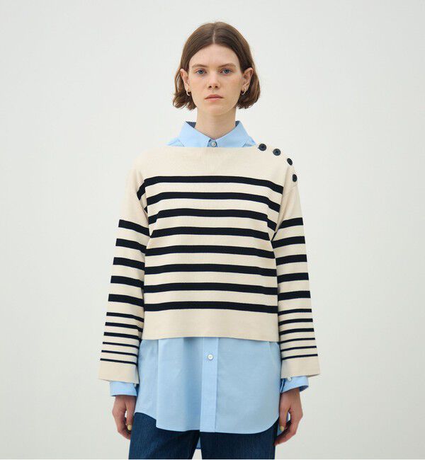 MACPHEE「パネルボーダー ボートネックプルオーバー」|ニット・セーター|