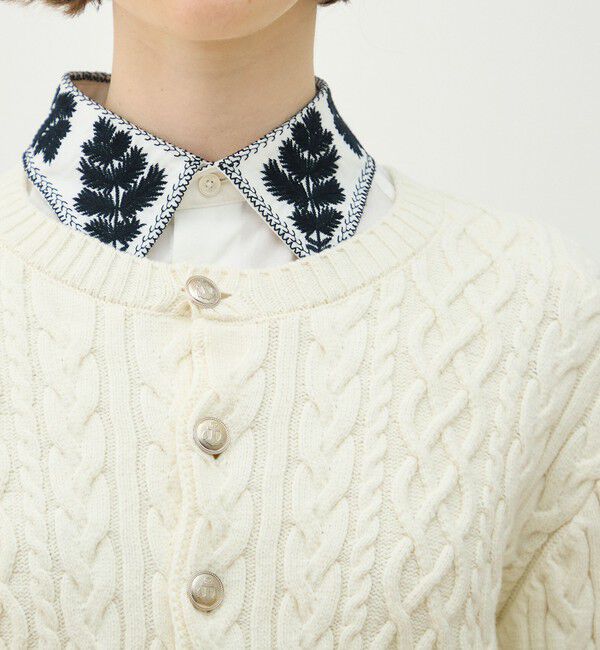 MACPHEE「ハイブリットコットンケーブル クルーネックカーディガン」|カーディガン|