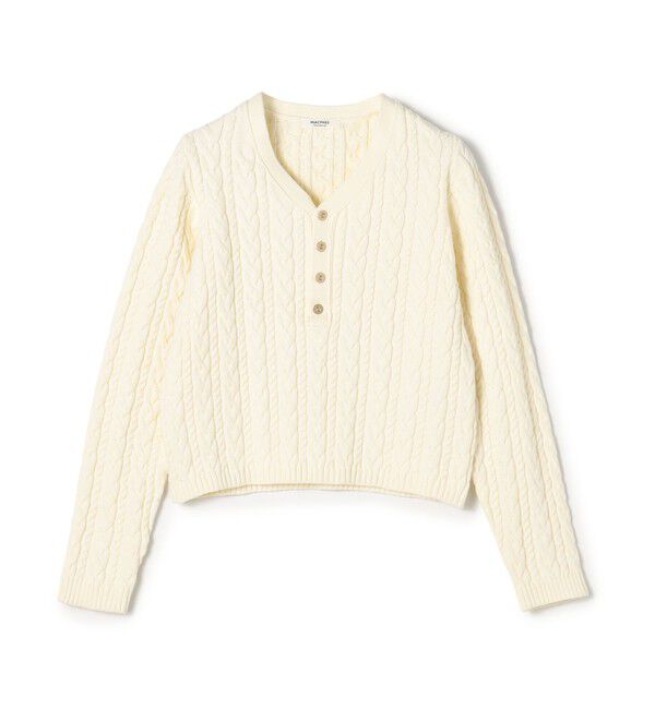 MACPHEE「ハイブリットコットンケーブル Vネックプルオーバー」|ニット・セーター|11 ホワイト