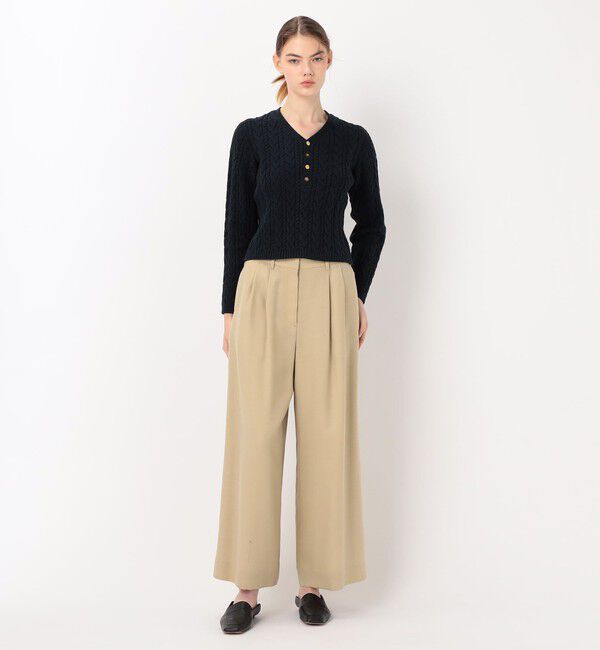 MACPHEE「ハイブリットコットンケーブル Vネックプルオーバー」|ニット・セーター|