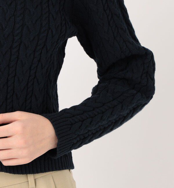 MACPHEE「ハイブリットコットンケーブル Vネックプルオーバー」|ニット・セーター|