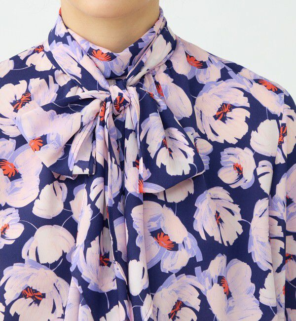 Ballsey「フェザリーフラワープリント ボウタイブラウス」|シャツ・ブラウス|