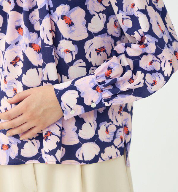 Ballsey「フェザリーフラワープリント ボウタイブラウス」|シャツ・ブラウス|