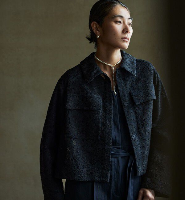 Ballsey「フラワーコードレース ステンカラーブルゾン」|ブルゾン・スタジャン|19 ブラック