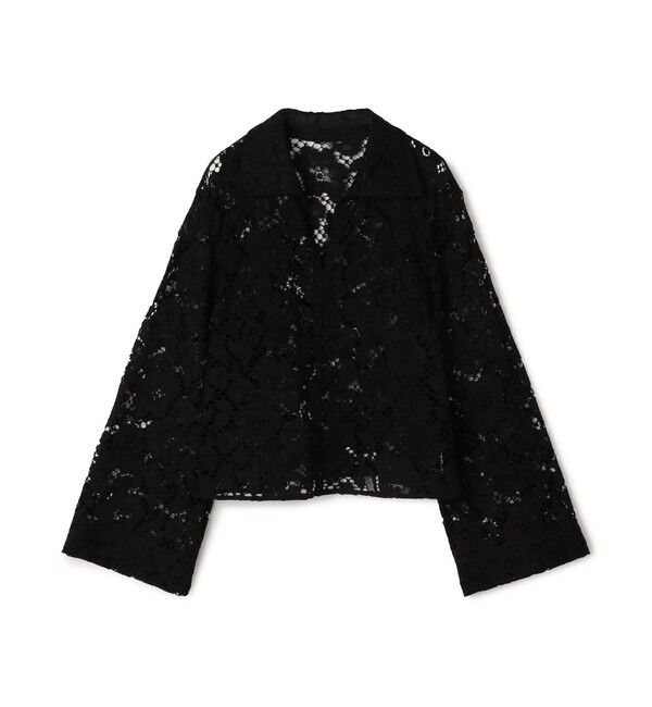 Ballsey「フラワーコードレース スキッパーブラウス」|シャツ・ブラウス|19 ブラック