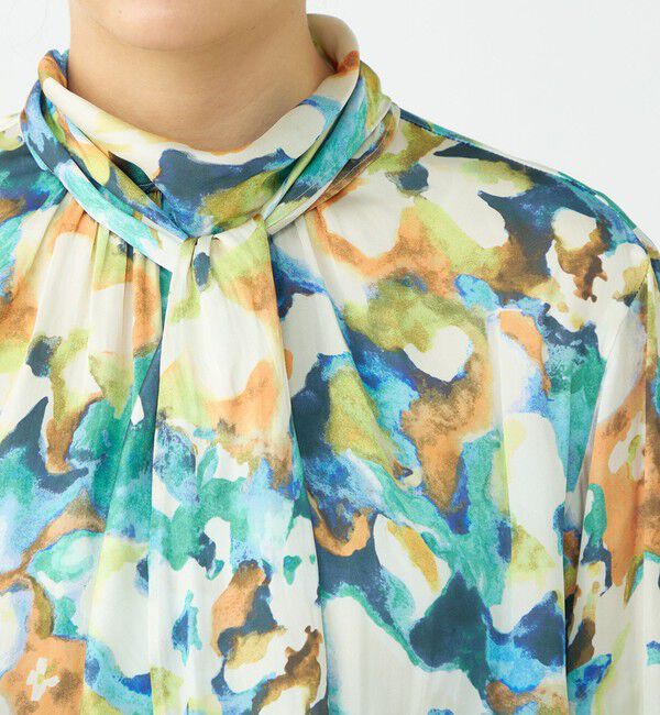 Ballsey「ミスティーフラワープリント バックリボンブラウス」|シャツ・ブラウス|