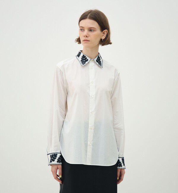 MACPHEE「リーフエンブロイダリー レギュラーカラーシャツ」|シャツ・ブラウス|