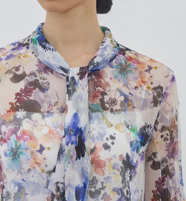 DES PRES「ブルームスケーププリント ボウタイナローブラウス」|シャツ・ブラウス|