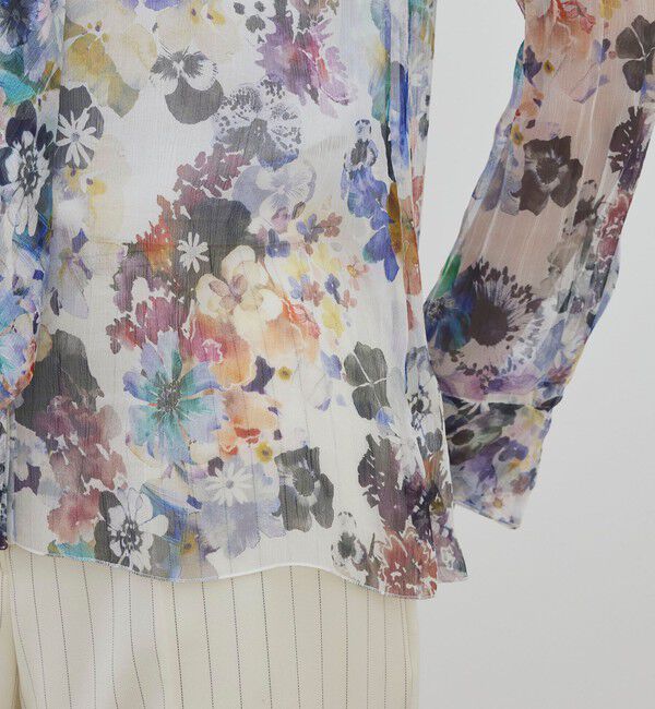 DES PRES「ブルームスケーププリント ボウタイナローブラウス」|シャツ・ブラウス|