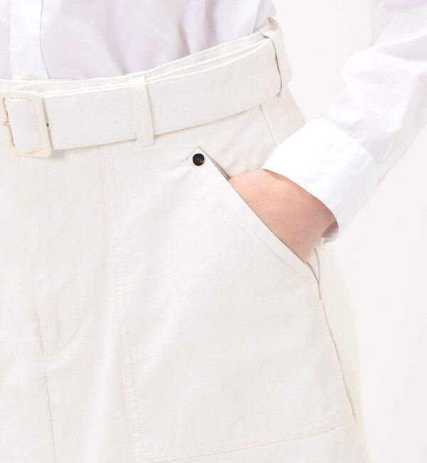 MACPHEE「ピグメントドリルクロス ベルテッドスカート」|台形|