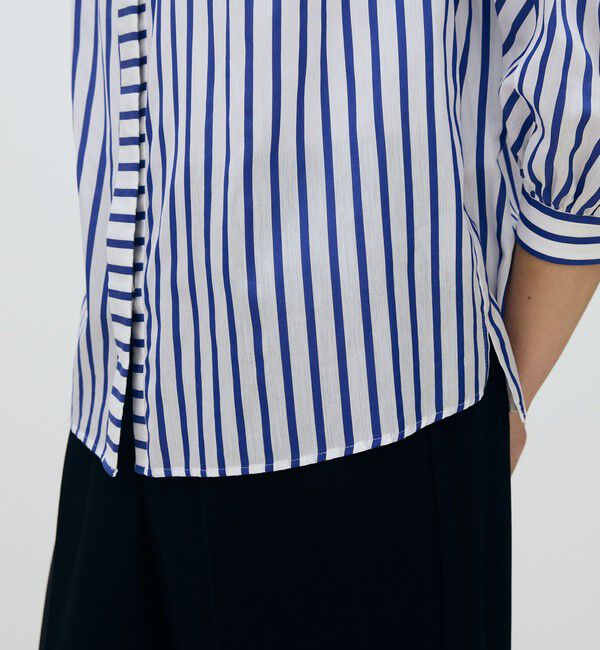 TOMORROWLAND collection「トラックストライプ ギャザーブラウス」|シャツ・ブラウス|