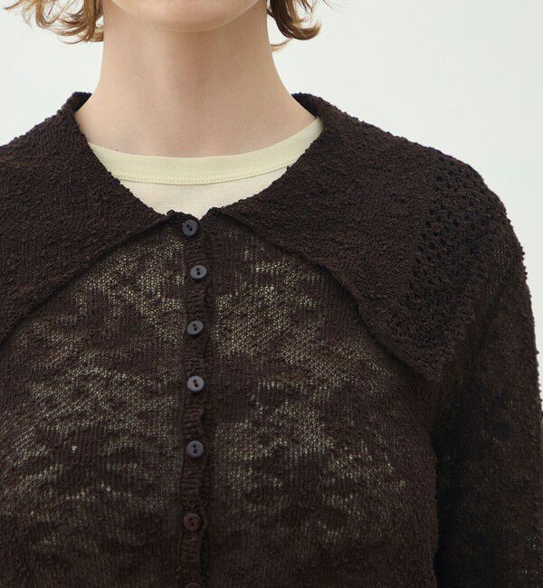 MACPHEE「レーシーニット ビックカラーカーディガン」|カーディガン|