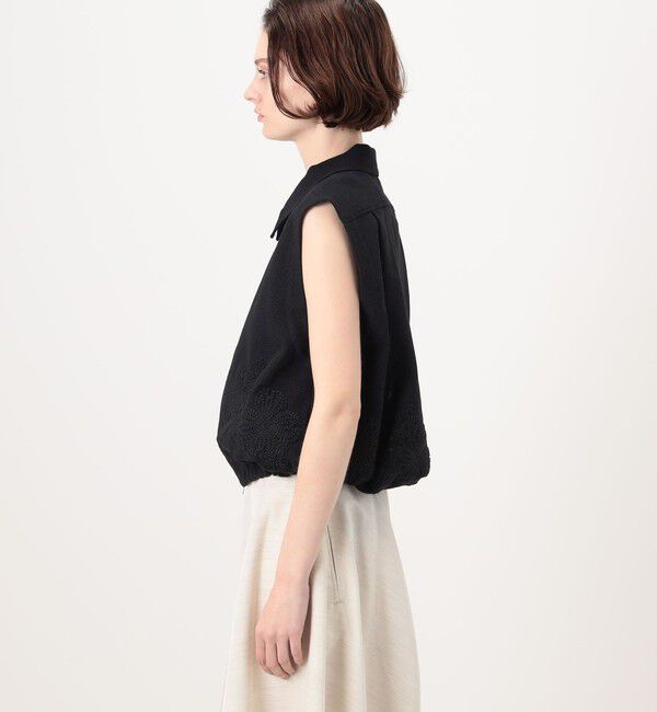 Ballsey「フラワーメッシュエンブロイダリー ジップアップジレ」|ベスト・ジレ|