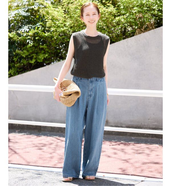 SLOBE IENA「《4サイズ展開/追加》LEDENIM TUCK TROUSERデニム」|デニム|