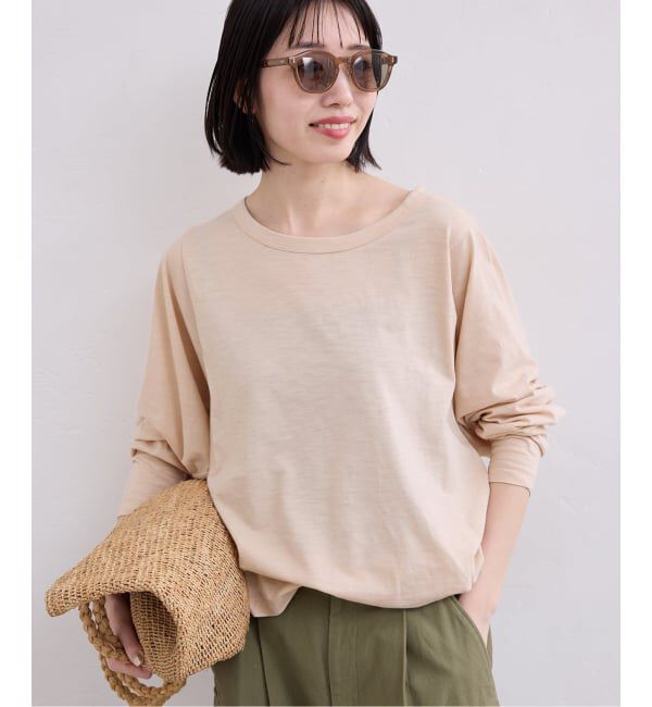 SLOBE IENA「シアー天竺ニュアンスプルオーバー」|Tシャツ・カットソー|ベージュ
