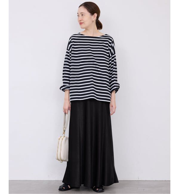SLOBE IENA「《ブラックのみWEB限定/追加2》グロッシーサテンフレアスカート」|スカート|