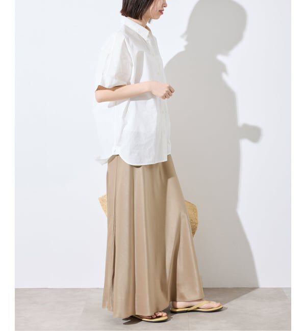 SLOBE IENA「《ブラックのみWEB限定/追加2》グロッシーサテンフレアスカート」|スカート|