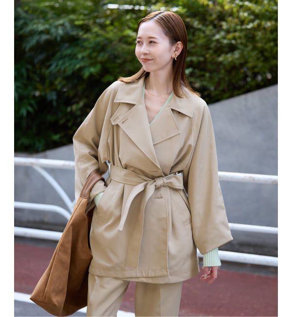 SLOBE IENA「《セットアップ対応可》撥水ミドルトレンチコート」|トレンチコート|