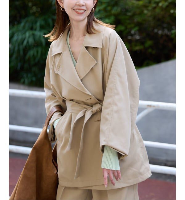 SLOBE IENA「《セットアップ対応可》撥水ミドルトレンチコート」|トレンチコート|