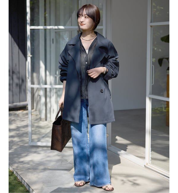 SLOBE IENA「《セットアップ対応可》撥水ミドルトレンチコート」|トレンチコート|