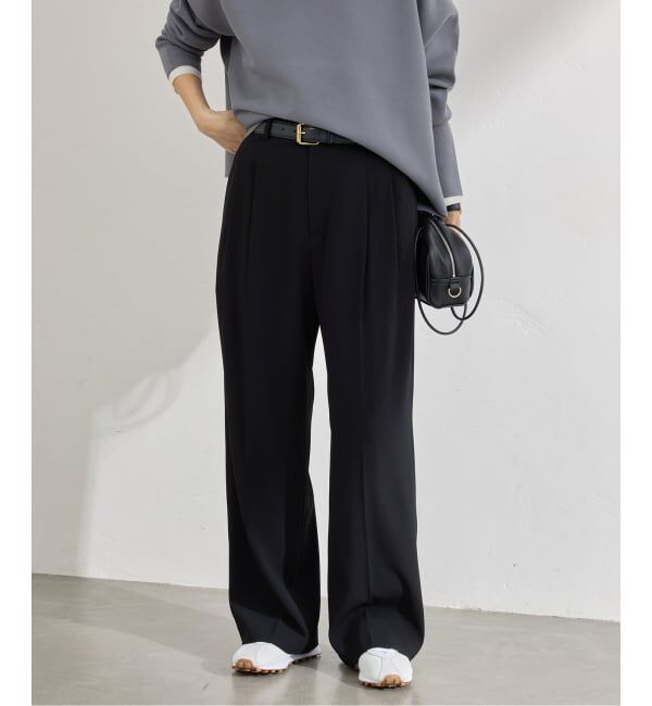 IENA「ウォッシャブル ジョーゼットスラックス」|スラックス|ブラック