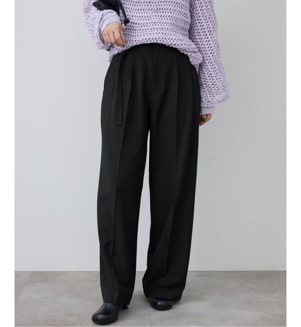 SLOBE IENA「《4サイズ展開》ベルテット2タックストレートパンツ」|スラックス|