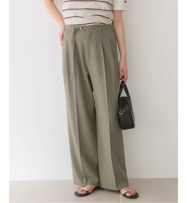 SLOBE IENA「《4サイズ展開》ベルテット2タックストレートパンツ」|スラックス|