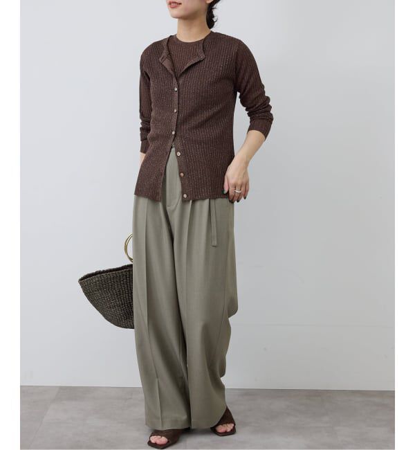 SLOBE IENA「《4サイズ展開》ベルテット2タックストレートパンツ」|スラックス|