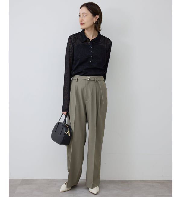 SLOBE IENA「《4サイズ展開》ベルテット2タックストレートパンツ」|スラックス|