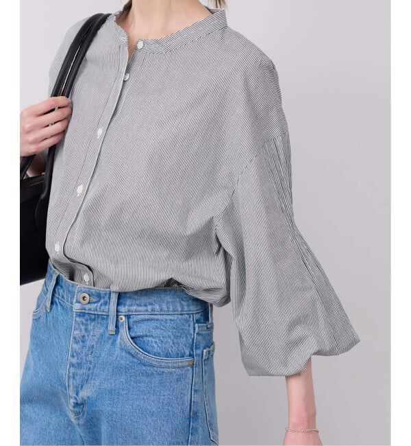 SLOBE IENA「《WEB限定/追加2》ピンタックバルーンスリーブブラウス」|シャツ・ブラウス|グレー