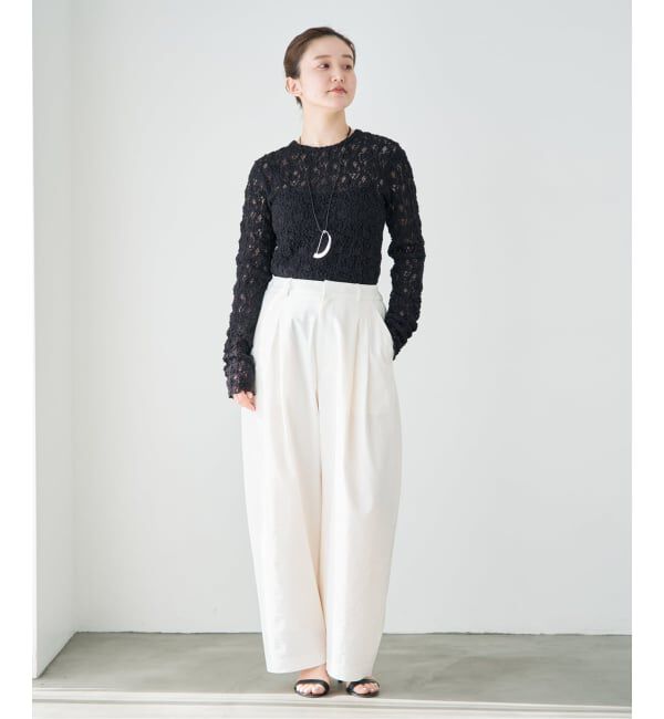 IENA「《一部カラーWEB限定/追加4》Flowerストレッチレースプルオーバー」|Tシャツ・カットソー|