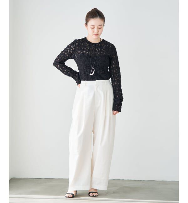IENA「《一部カラーWEB限定/追加4》Flowerストレッチレースプルオーバー」|Tシャツ・カットソー|