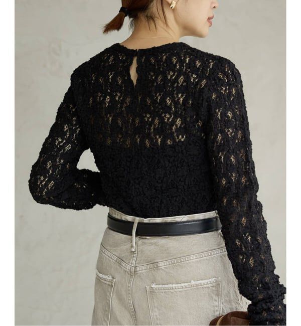 IENA「《一部カラーWEB限定/追加4》Flowerストレッチレースプルオーバー」|Tシャツ・カットソー|