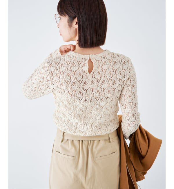 IENA「《一部カラーWEB限定/追加4》Flowerストレッチレースプルオーバー」|Tシャツ・カットソー|