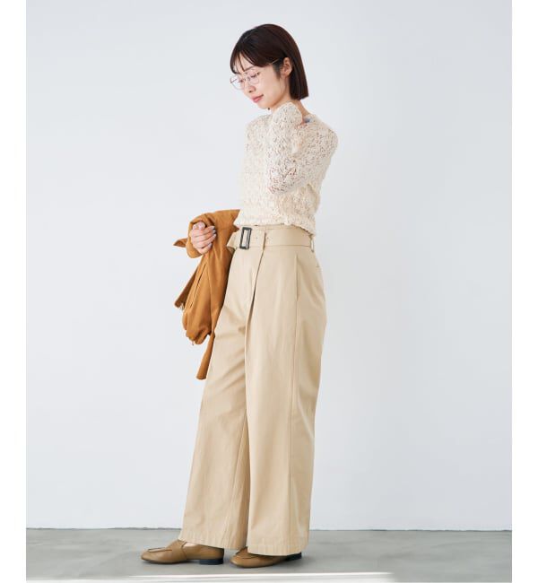 IENA「《一部カラーWEB限定/追加4》Flowerストレッチレースプルオーバー」|Tシャツ・カットソー|