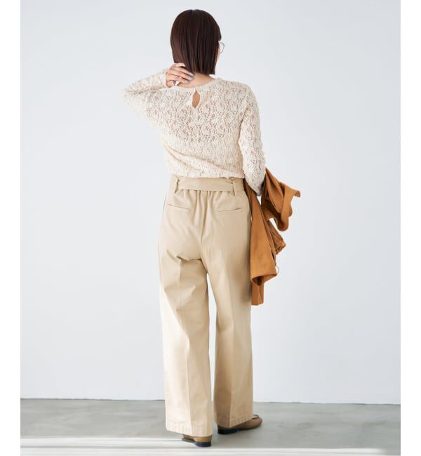 IENA「《一部カラーWEB限定/追加4》Flowerストレッチレースプルオーバー」|Tシャツ・カットソー|