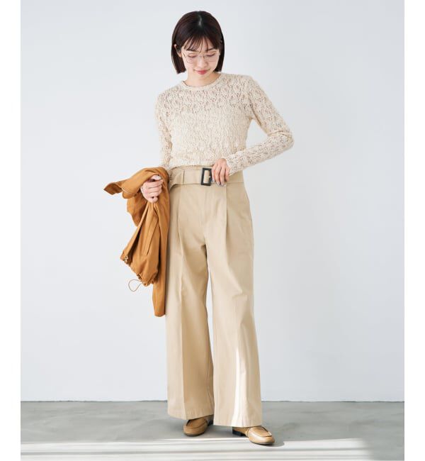 IENA「《一部カラーWEB限定/追加4》Flowerストレッチレースプルオーバー」|Tシャツ・カットソー|