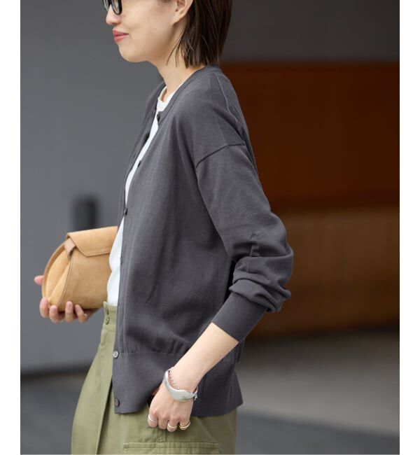 SLOBE IENA「《シリーズあり》コットンキュプラクルーネックカーディガン」|カーディガン|