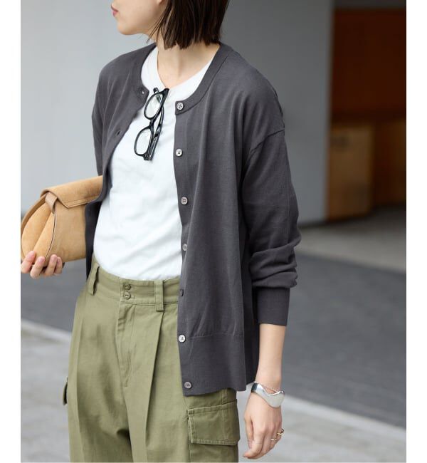 SLOBE IENA「《シリーズあり》コットンキュプラクルーネックカーディガン」|カーディガン|
