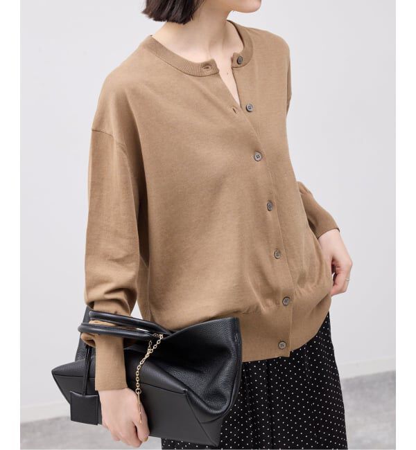 SLOBE IENA「《シリーズあり》コットンキュプラクルーネックカーディガン」|カーディガン|