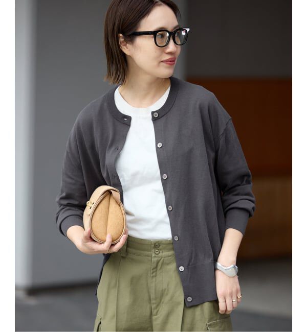 SLOBE IENA「《シリーズあり》コットンキュプラクルーネックカーディガン」|カーディガン|