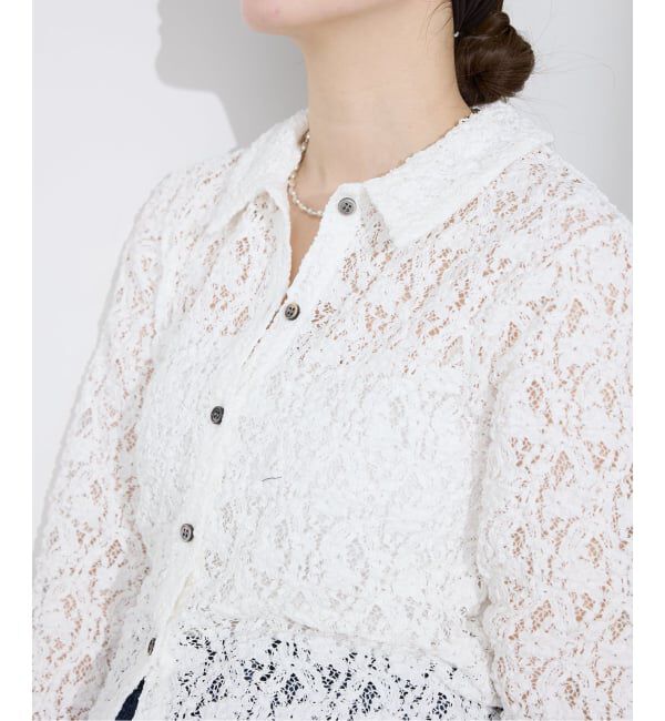 IENA「《追加》Flowerストレッチレース ポロシャツ」|Tシャツ・カットソー|