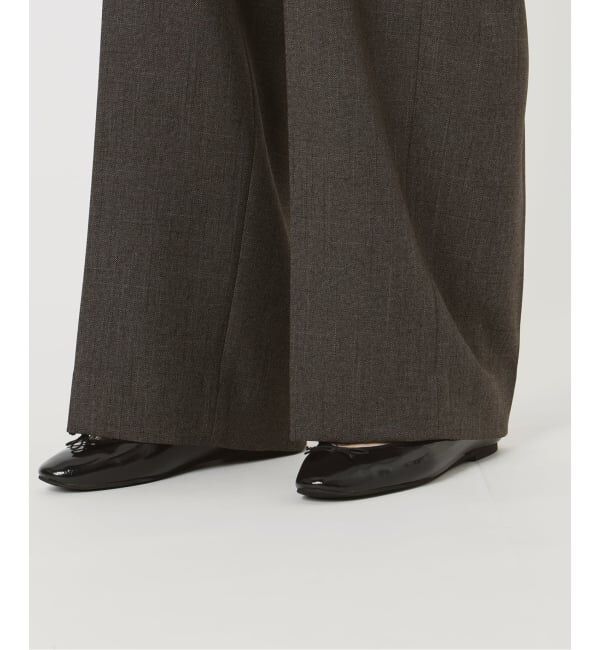 IENA「《セットアップ対応》ウォッシャブル シャークツイードセミワイドパンツ」|スラックス|