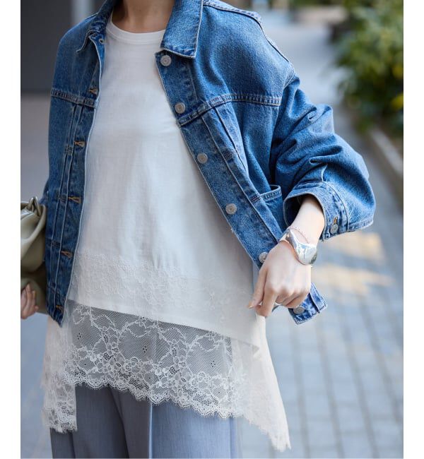 SLOBE IENA「《追加》レースコンビカットソー2」|Tシャツ・カットソー|