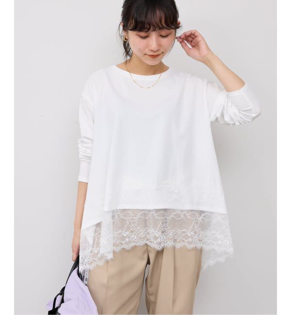 SLOBE IENA「《追加》レースコンビカットソー2」|Tシャツ・カットソー|