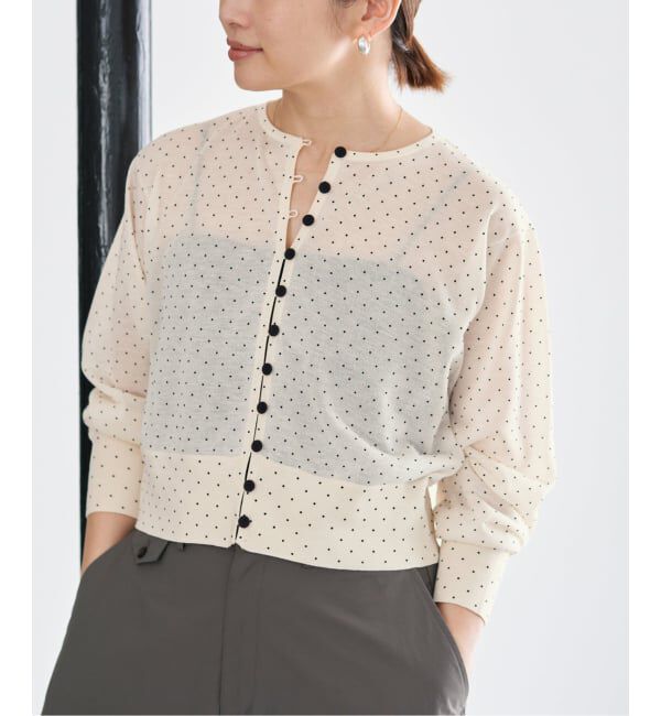 IENA「《予約》フロッキードットミニカーディガン」|カーディガン|