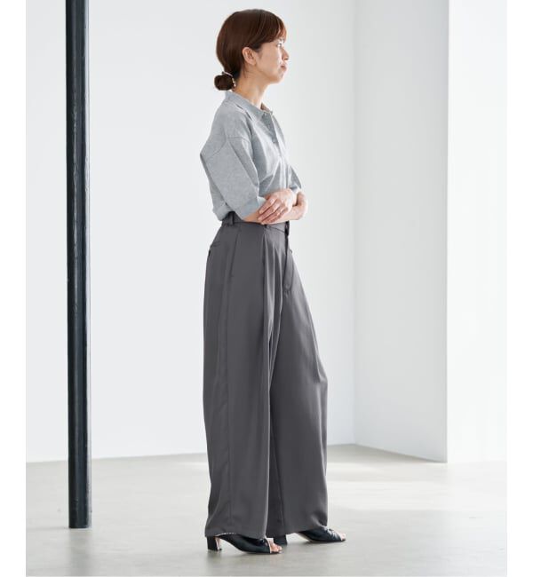 IENA「《洗濯機洗い可/予約》UVカット/接触冷感 ツイルコクーンスラックス」|スラックス|