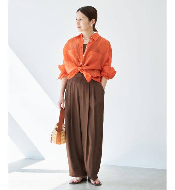 IENA「《洗濯機洗い可/予約》UVカット/接触冷感 ツイルコクーンスラックス」|スラックス|